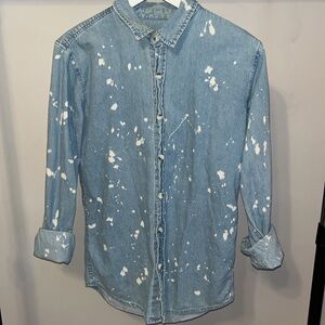 Pacsun Denim Shirt with White Splatter Design